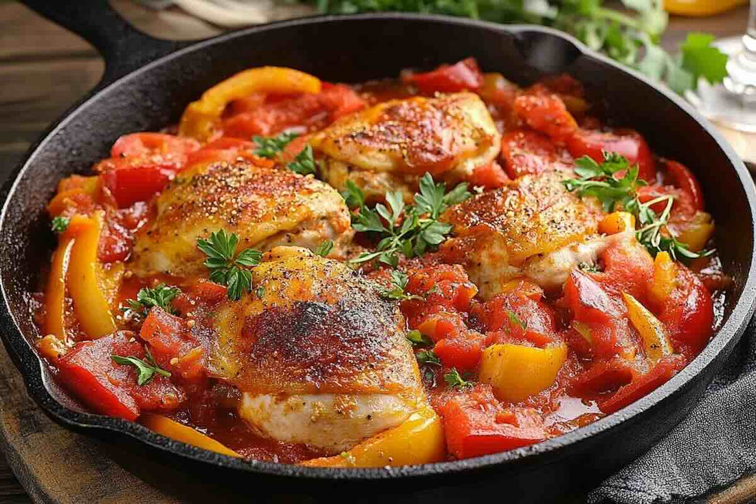 Poulet Basquaise – Poulet aux poivrons et piment d’Espelette